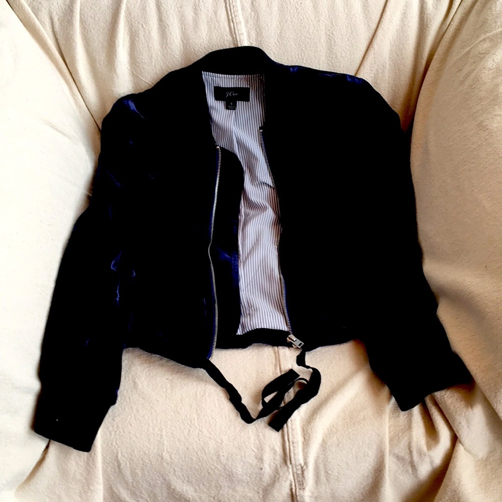 J. Crew velvet tuxedo bomber jacket - size S